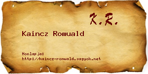Kaincz Romuald névjegykártya